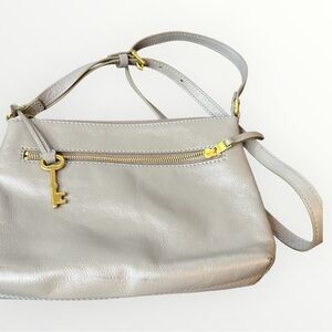 Fossil key charm crossbody in Gray Leather Shoulder Bag